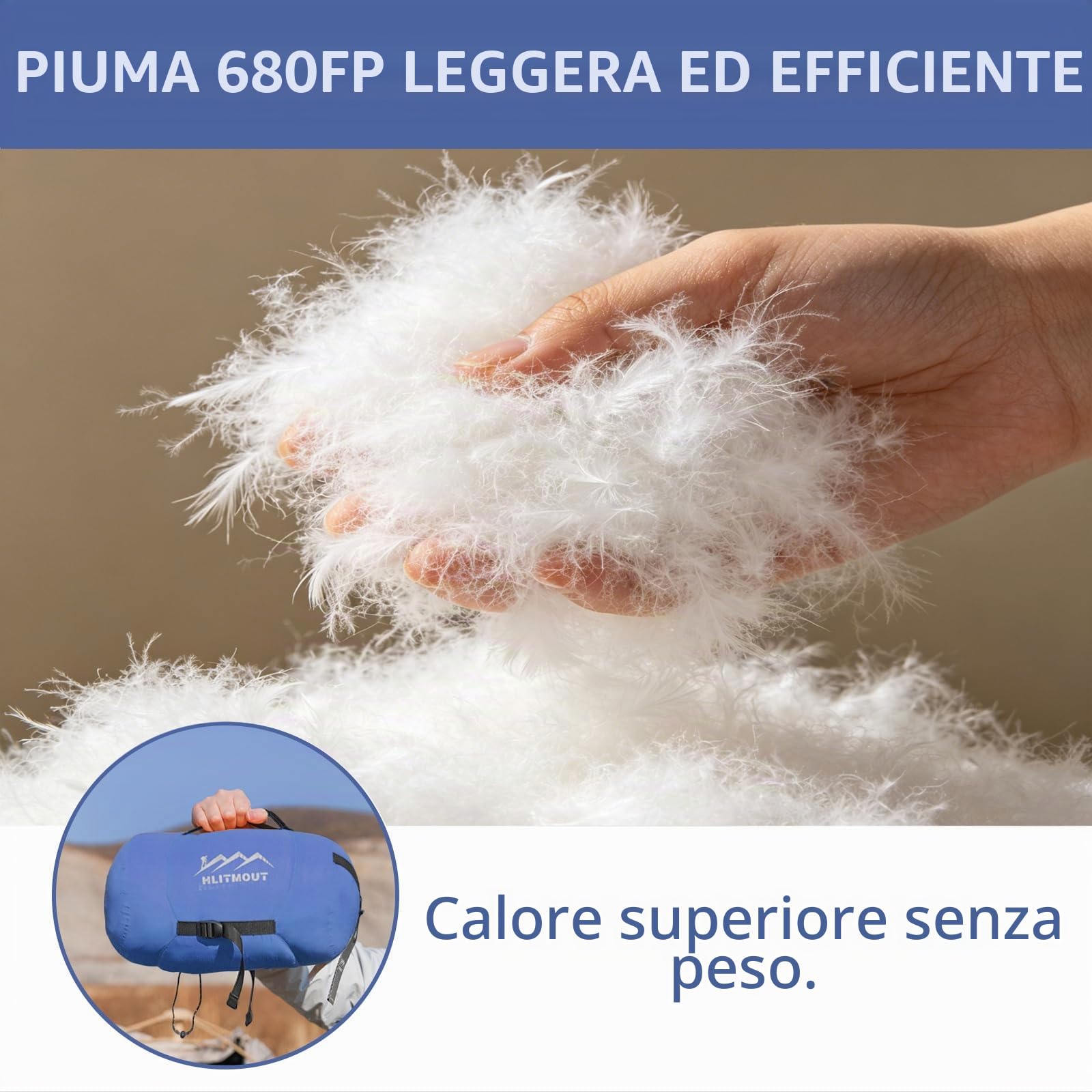 Sacco a pelo in piuma, da -10 °C a 8 °C, leggero e compatto, per adulti, bambini, 3 ~ 4 stagioni, campeggio, escursionismo e trekking, attività all'aperto e per interni