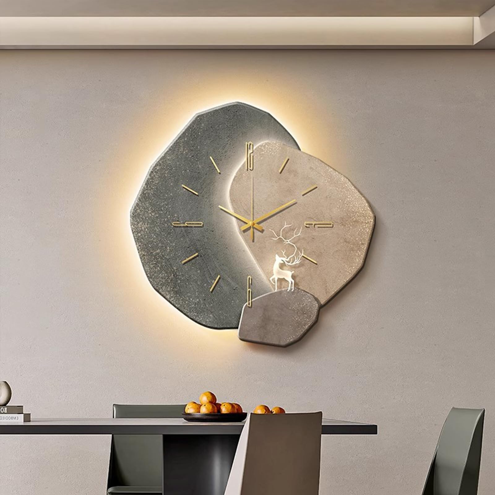 Horloge murale 3D LED en porcelaine cristal salon 60x60cm