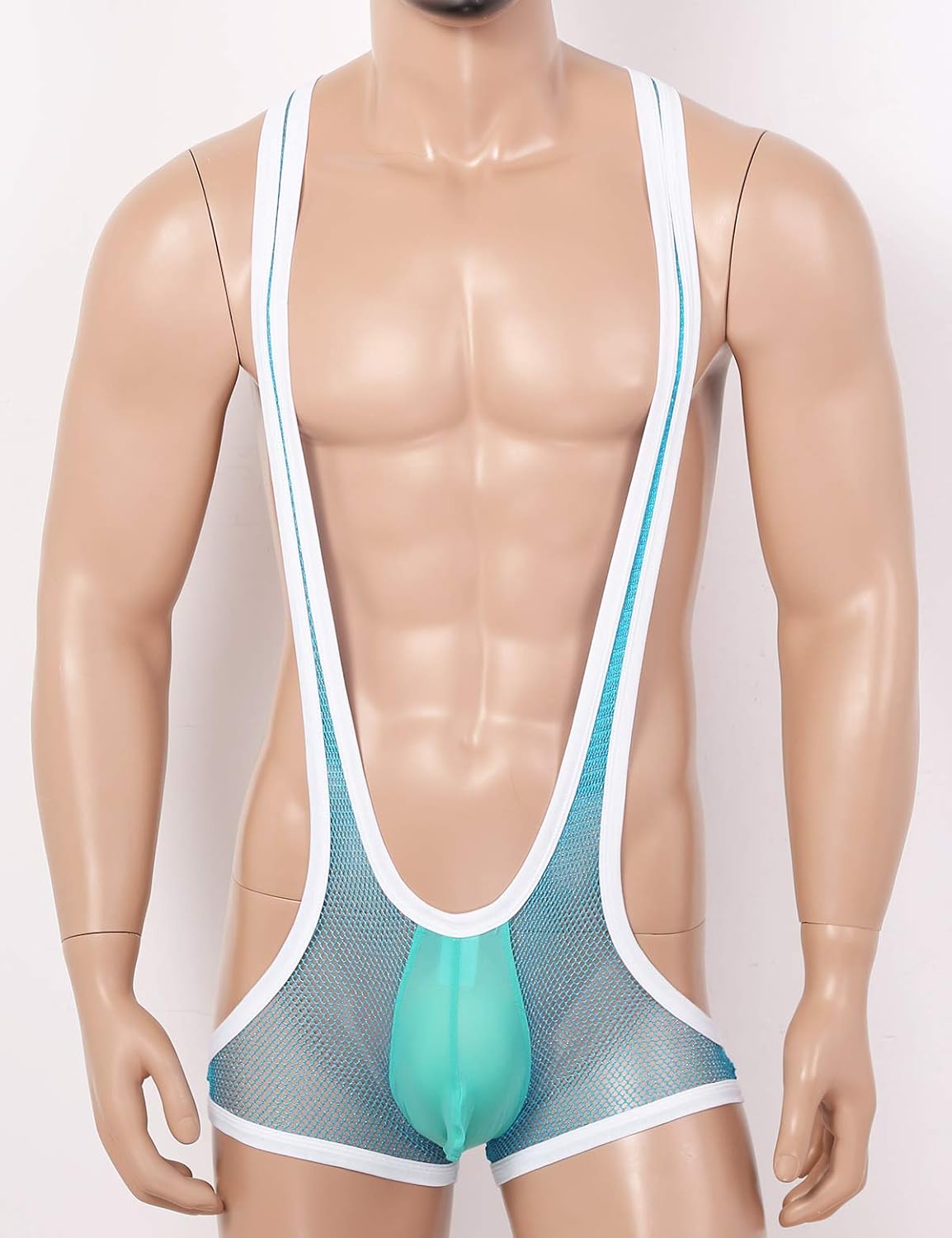 iiniim Men See Through Fishnet Bulge Pouch Jockstrap Underwear Wrestling Singlet Bodywear