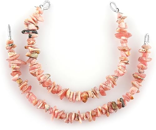 CRYSTALIS 2pcs Natural Rhodochrosite Gemstone Connector with Loops, Uncut Chips 