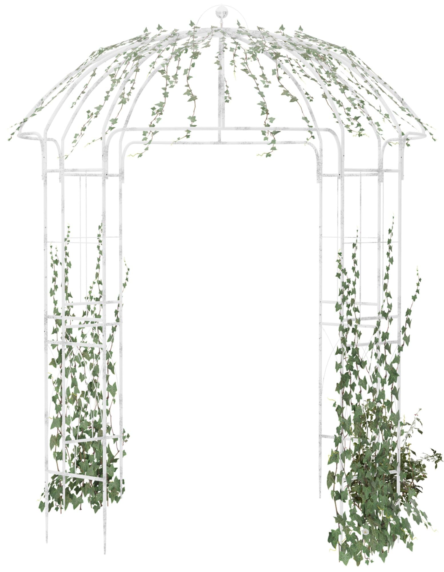 CLP Gartenpavillon wetterfest Keira, Rosenbogen mit Rankhilfe, 270x200 cm, Stahlgestell pulverbeschichtet, stabil & dekorativ für Terrasse, Farbe:antik weiß