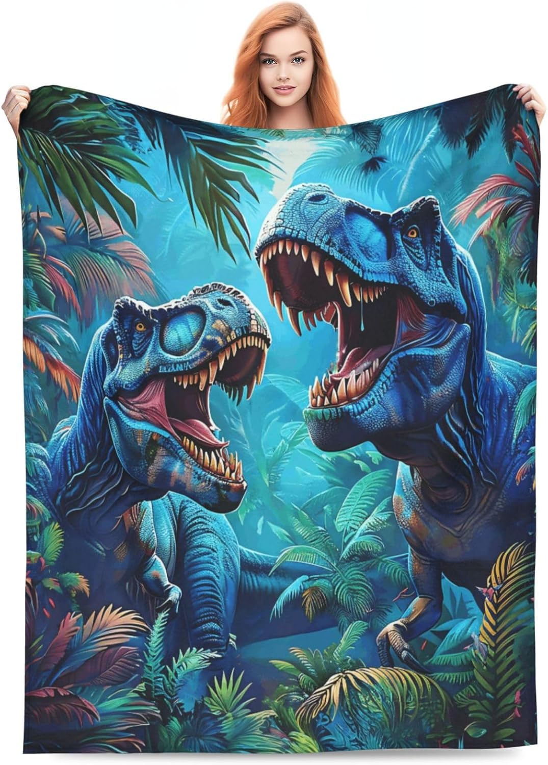 Dinosaur Flannel Throw Blanket - Soft Cozy,Gift for Boys,Kids & Gaming Lovers,All Season Blanket for Couch,Sofa,Bed & Home Decor 60"X50"