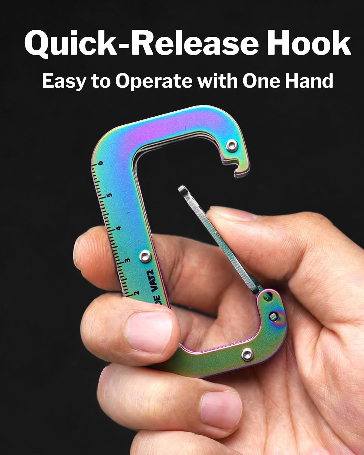 VIPERADE VAT2 Purse Hook for Table, Titanium Carabiner Clip and Hook for Bag, EDC Gear Clip for Water Bottle Camping Lantern Outdoor Gear and More