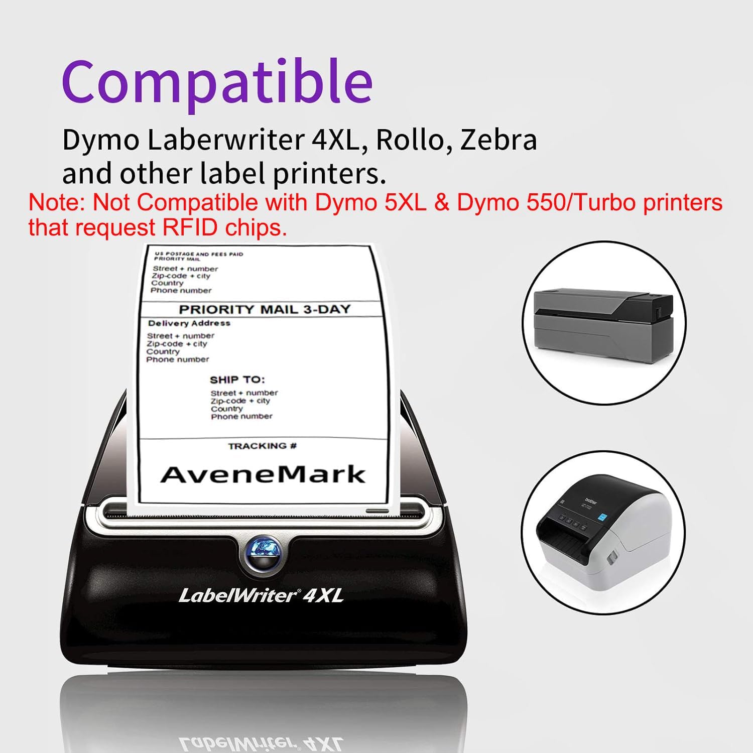 AveneMark 12 Rolls Compatible DYMO 30323 (2-1/8" x 4") Shipping Labels, Direct Thermal Address Shipping Postage Barcodes, Compatible with Rollo, DYMO 4XL & Zebra Desktop Printers (220 Labels/Roll)
