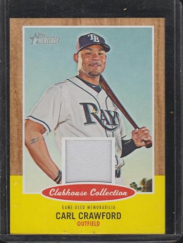 2011 Topps Heritage Carl Crawford Rays Game Used Jersey Baseball Card #CCR-CC