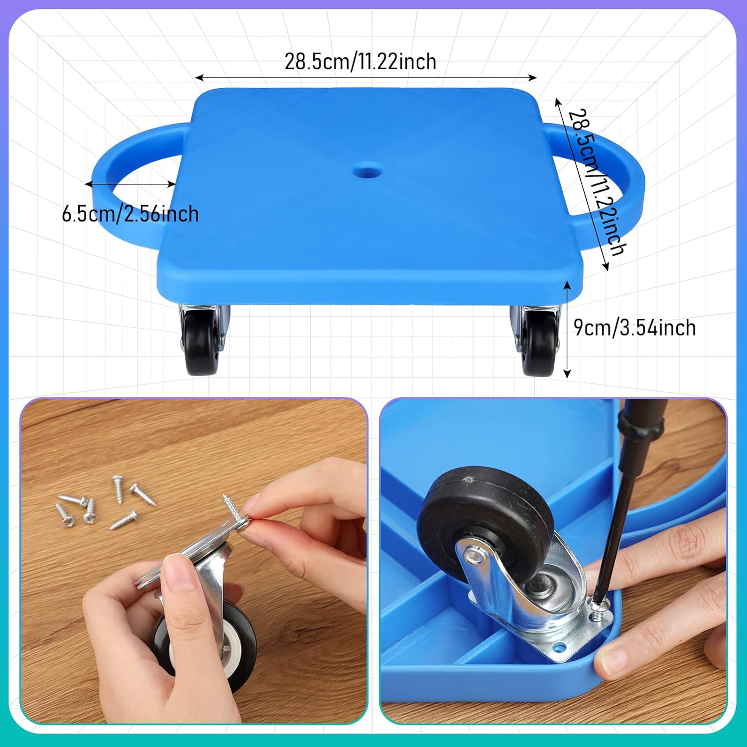 6 Pieces Sports Scooter Board Bulk Sitting Scooter Board with Handles Plastic Casters Sport Flat Scooter for Kids Children Gym Indoor Outdoor Activities Play Equipment Bright Color image 3 of 7 B0BP6QRBT4