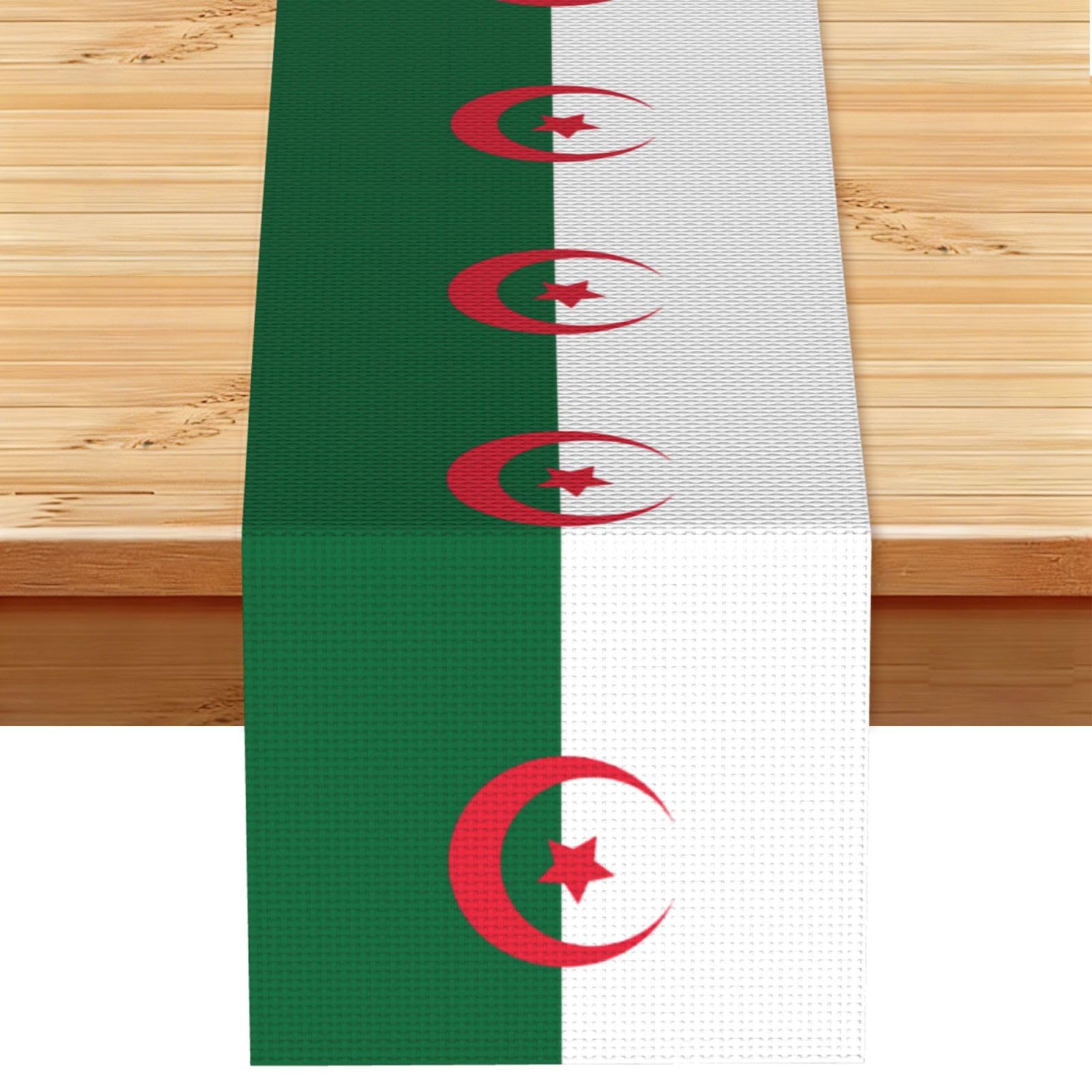 Flag of Algeria Table Runner 13x72 Inch Dining Decor
