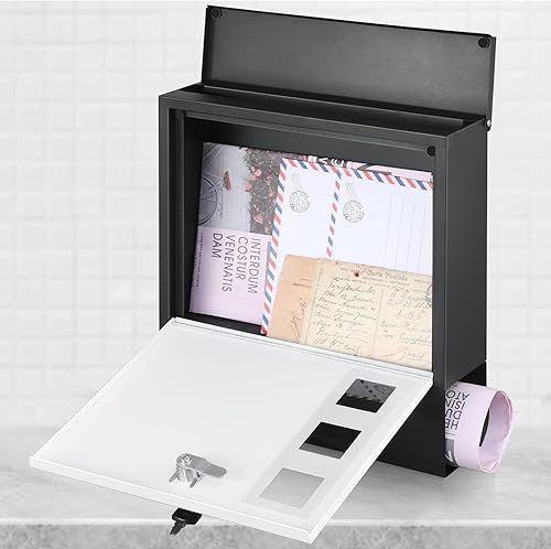 Miniatura 2 de xydled Buzones de correo con cerradura de llave buzón de seguridad de gran capacidad para montar en la pared buzón de metal con cubierta de acero