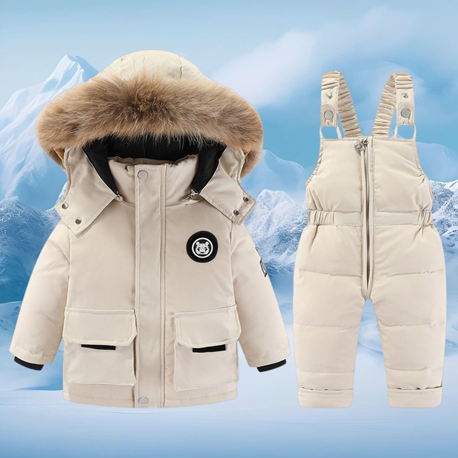Generisch 2026 Traje de Nieve Invierno Niñas Aislado Acolchado Dos Piezas Traje Térmico con Mono Clima Frío