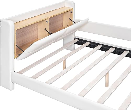 Miniatura 136 de Elegante cama con plataforma tapizada de terciopelo de tamaño Queen con cabecero, para niños, niñas y adolescentes (beige @cabecero/, Queen)