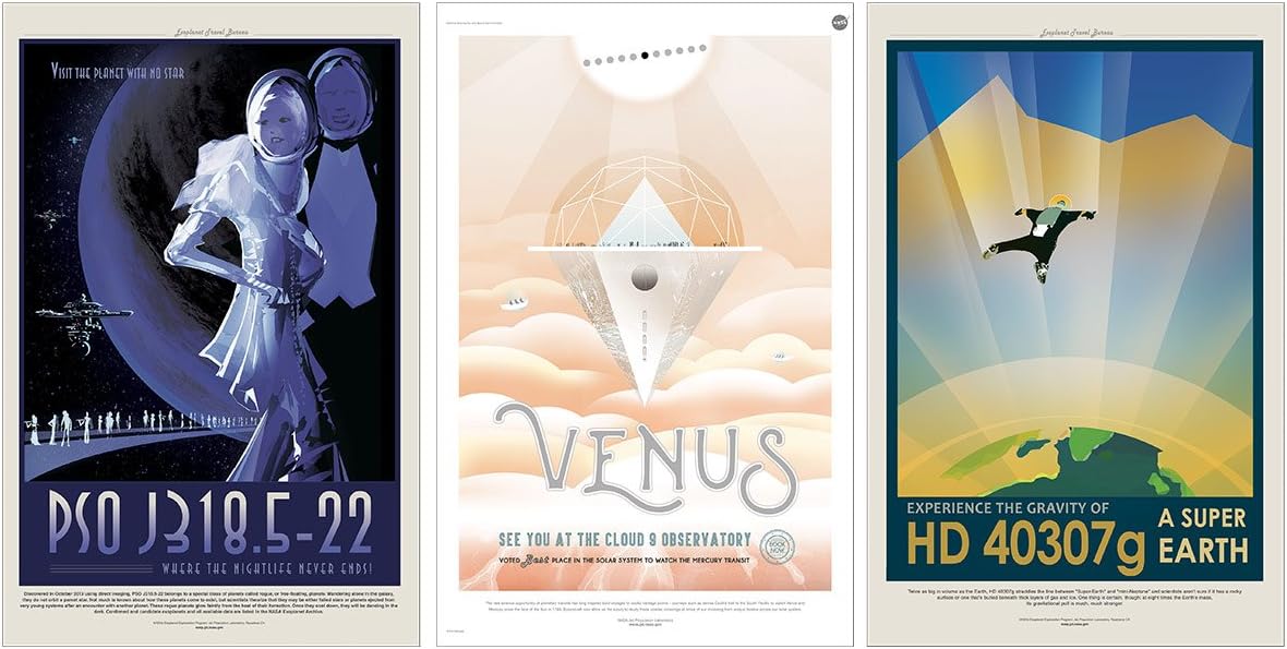 PosterOffice NASA JPL Space Travel Posters (ALL 15 POSTERS) 11" x 17" - Guaranteed Certified Prints with Holographic Numbering for Authenticity. Each poster is 11"x17" in size.