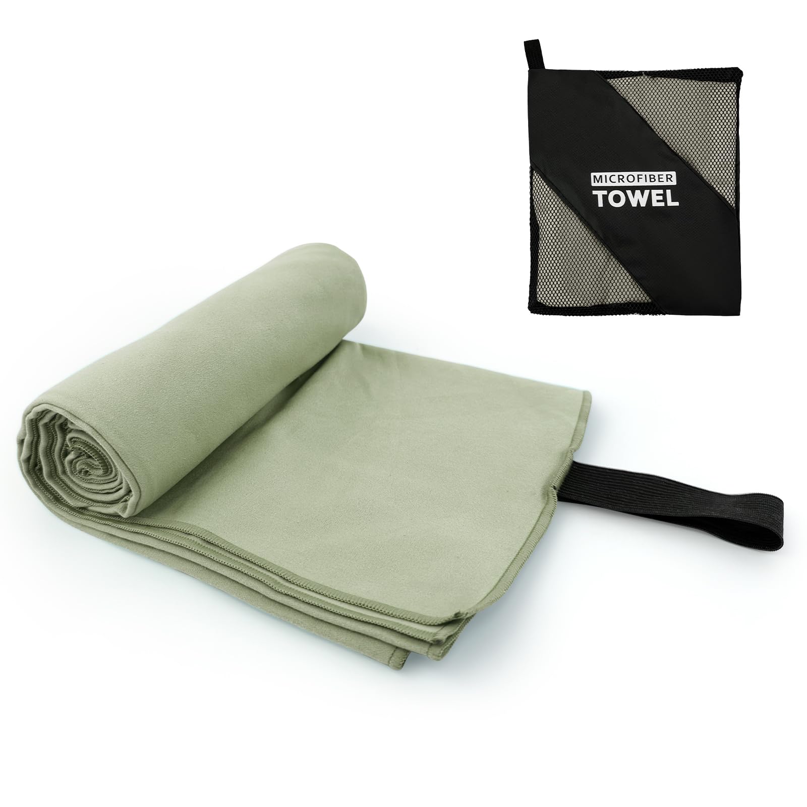 Yaozoon Swimming Pool Towel XL Size Microfiber Quick Dry Camping Hiking Beach Travel Hot Yoga Mat Body Towels (Army Green, 1 Pack XL)