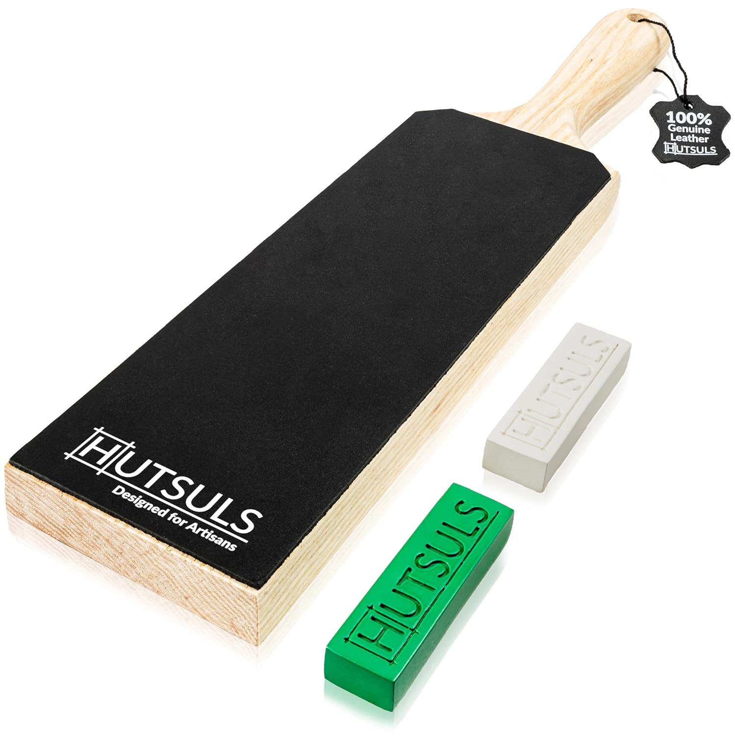 Hutsuls Leather Strop for Knife Sharpening - Get Razor-Sharp Edges with 3 x 9 Double Sided Paddle Strop