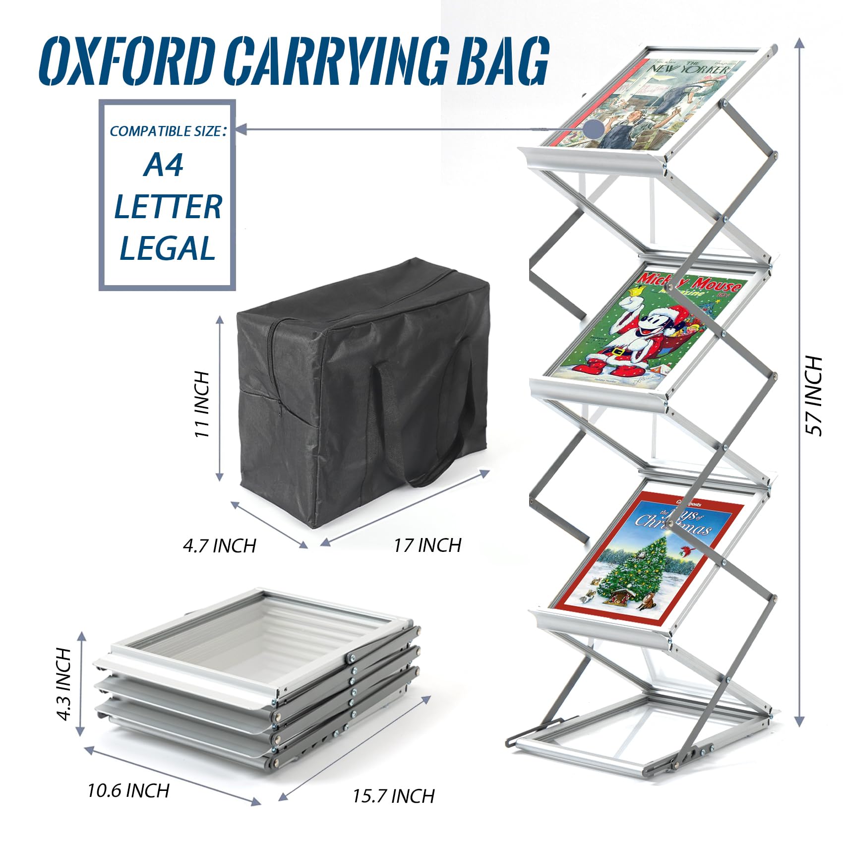 Amazon.com: 6 Pockets Aluminum Foldable Magazine Rack Floor