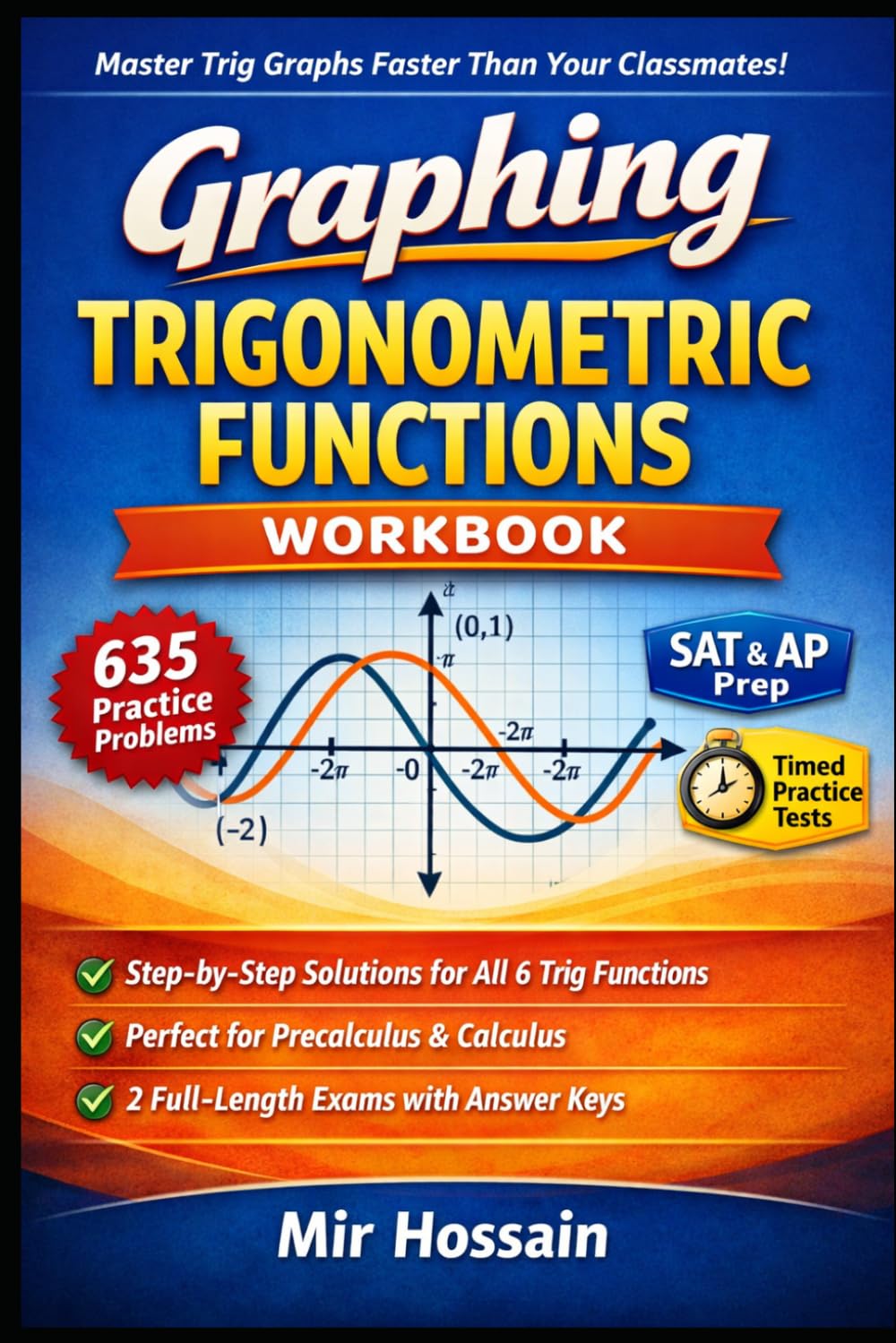 Graphing Trigonometric Functions Workbook | 635 Practice Problems with Complete Solutions: Precalculus, SAT & AP Prep Amplitude • Period • Phase Shift • All 6 Trig Functions • SAT & AP Ready