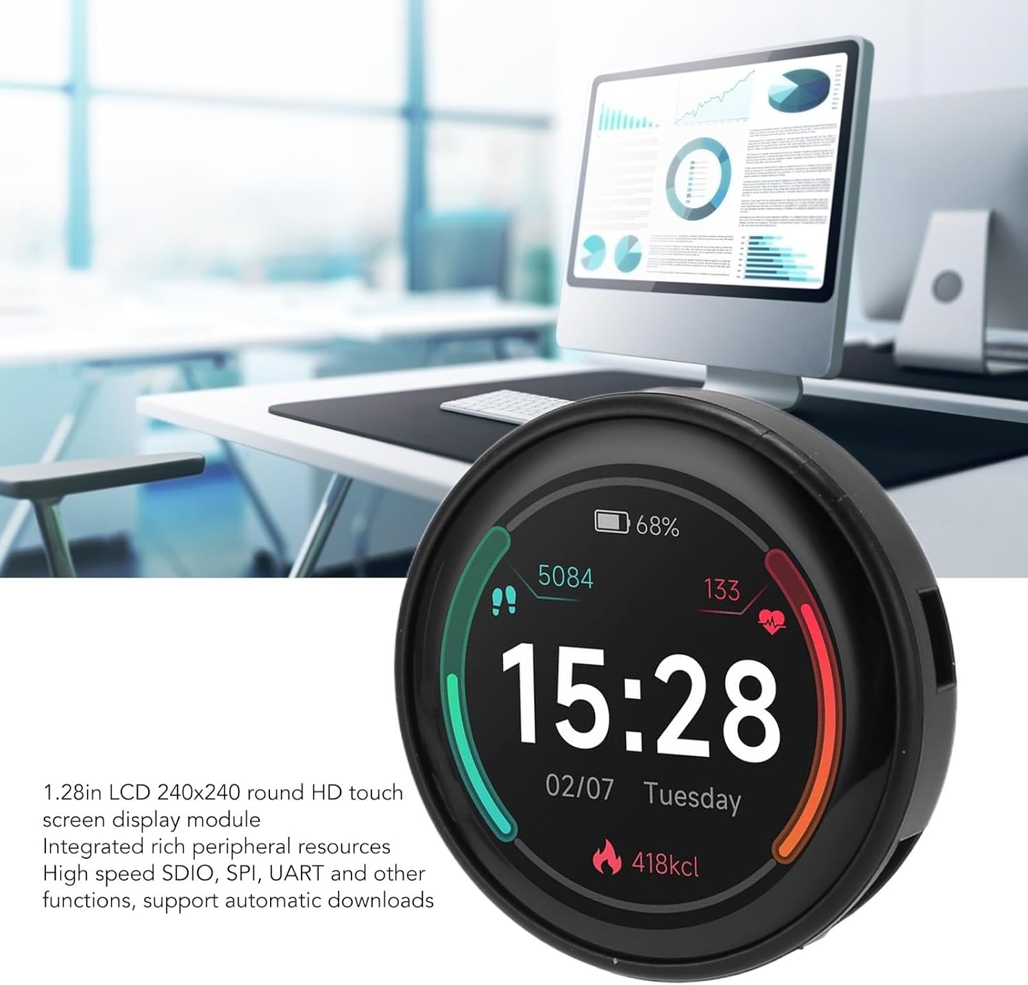 Touch Round LCD Module with Touch Panel, ESP32 1.28inch Round Touch LCD Bluetooth Development Board, 240x240 IPS Display Module