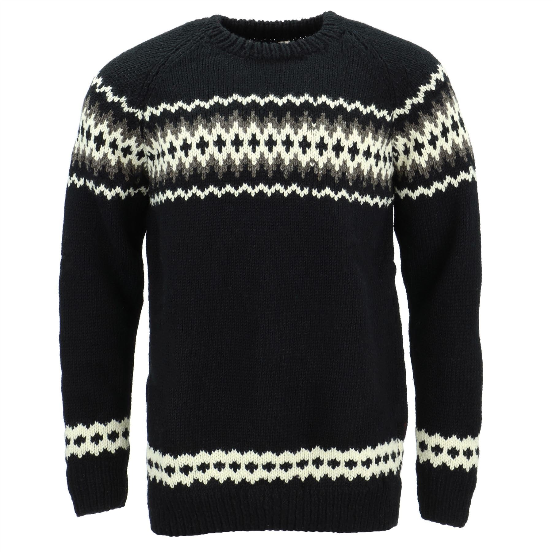 LOUDelephant Chunky Wool Knit Jumper - Fairisle Black (Small)