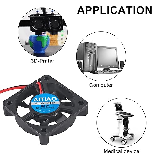 Miniatura 7 de AITIAO Ventilador de enfriamiento sin escobillas 5010 DC 5V 1.969x0.394 in Ventilador de enfriamiento silencioso de 1.969x1.969x0.394 in Ventilador