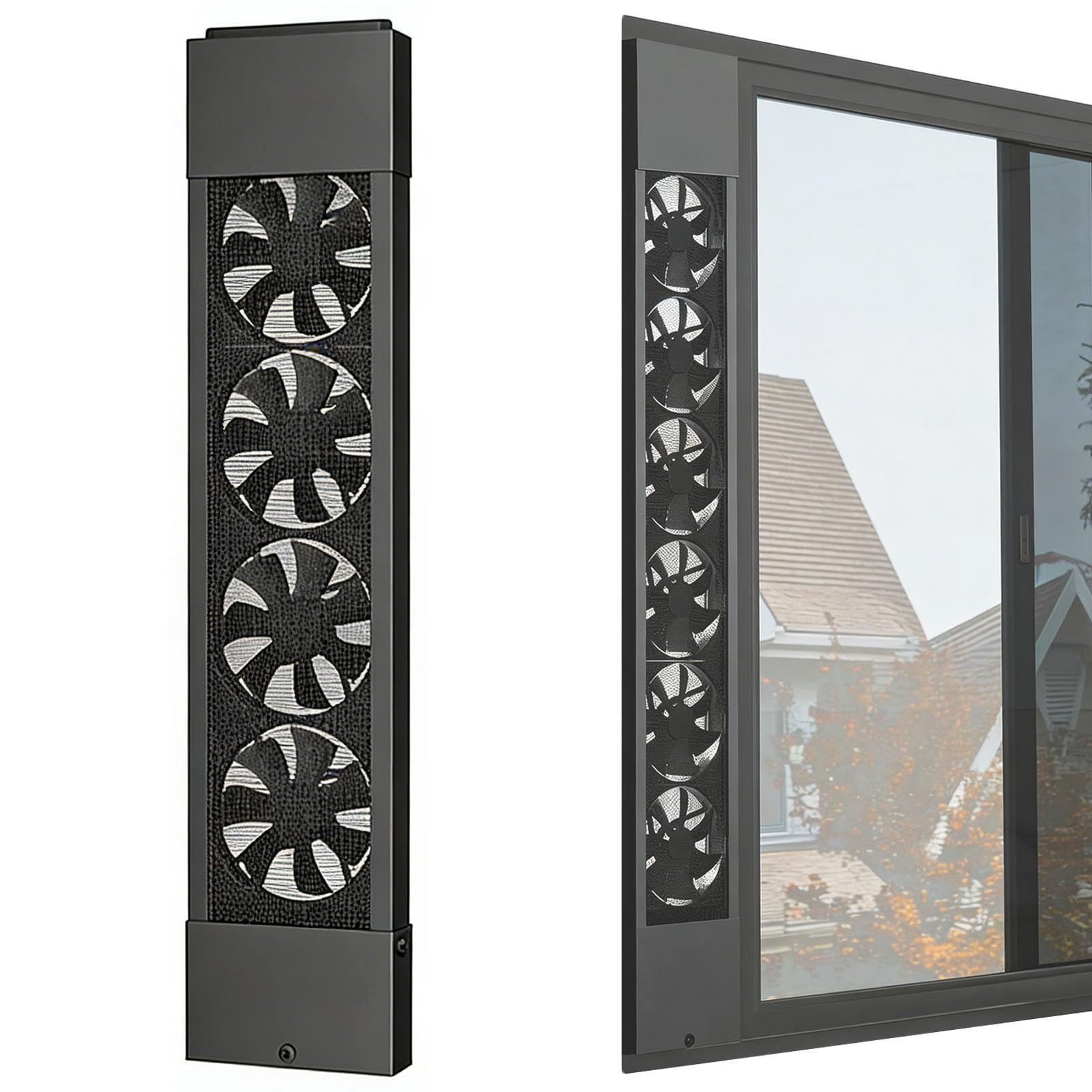 Ventilateur de Fenêtre Vertical pour Fenêtre Coulissante, Extracteur d'air Silencieux, Haut en Bas Ajustable 6cm, Installation sans Perçage, Double Moteur 2800 TR/Min,74~86cm/29.13~33.86in