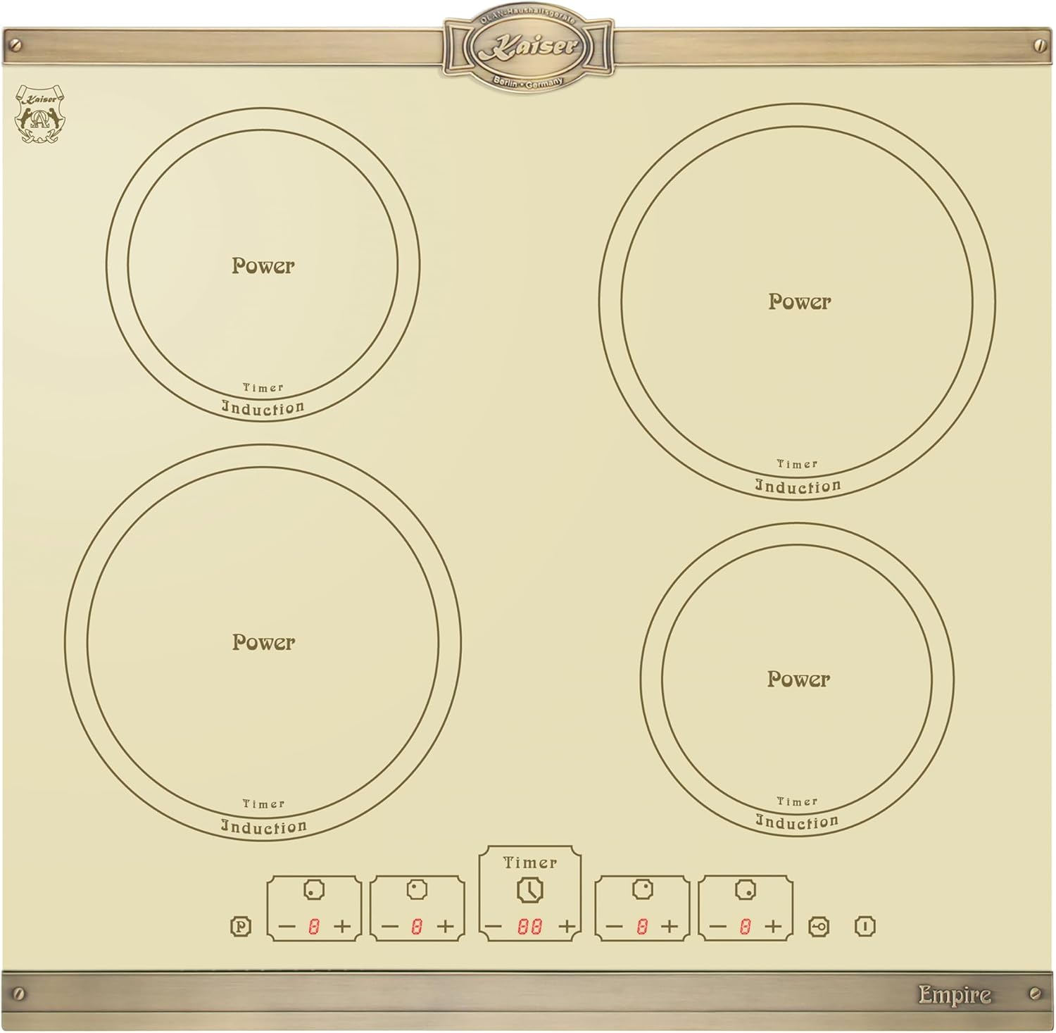 New 2016 Imperial Empire Ivory KCT 6395 Induction Hob 60 cm/Luxury Producer Kaiser/Metal Plates Bronze Hob/Glass Ceramic Hob with four Qick Heat Induction Cooking Zones/Induction Hob Built In Hob with