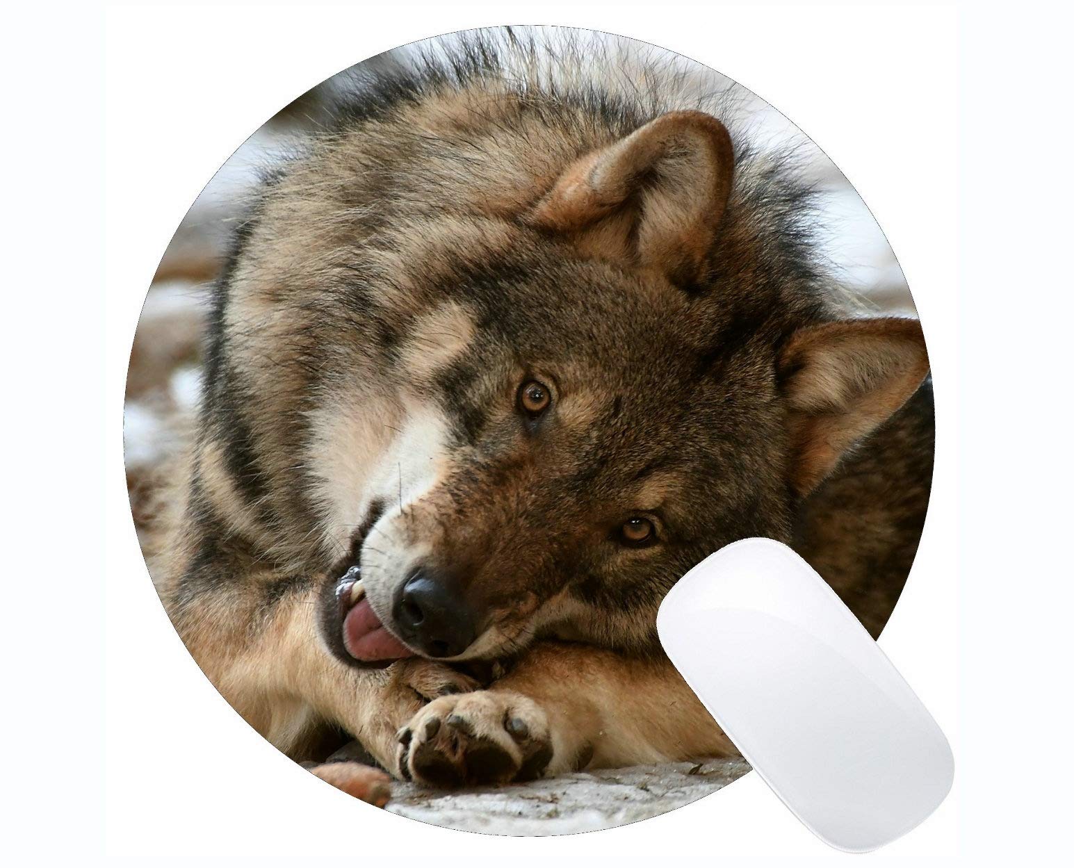 Gaming Round Mouse Pad Custom,Wildlife Predator Wolf Home Office Computer Accessories Mousepads