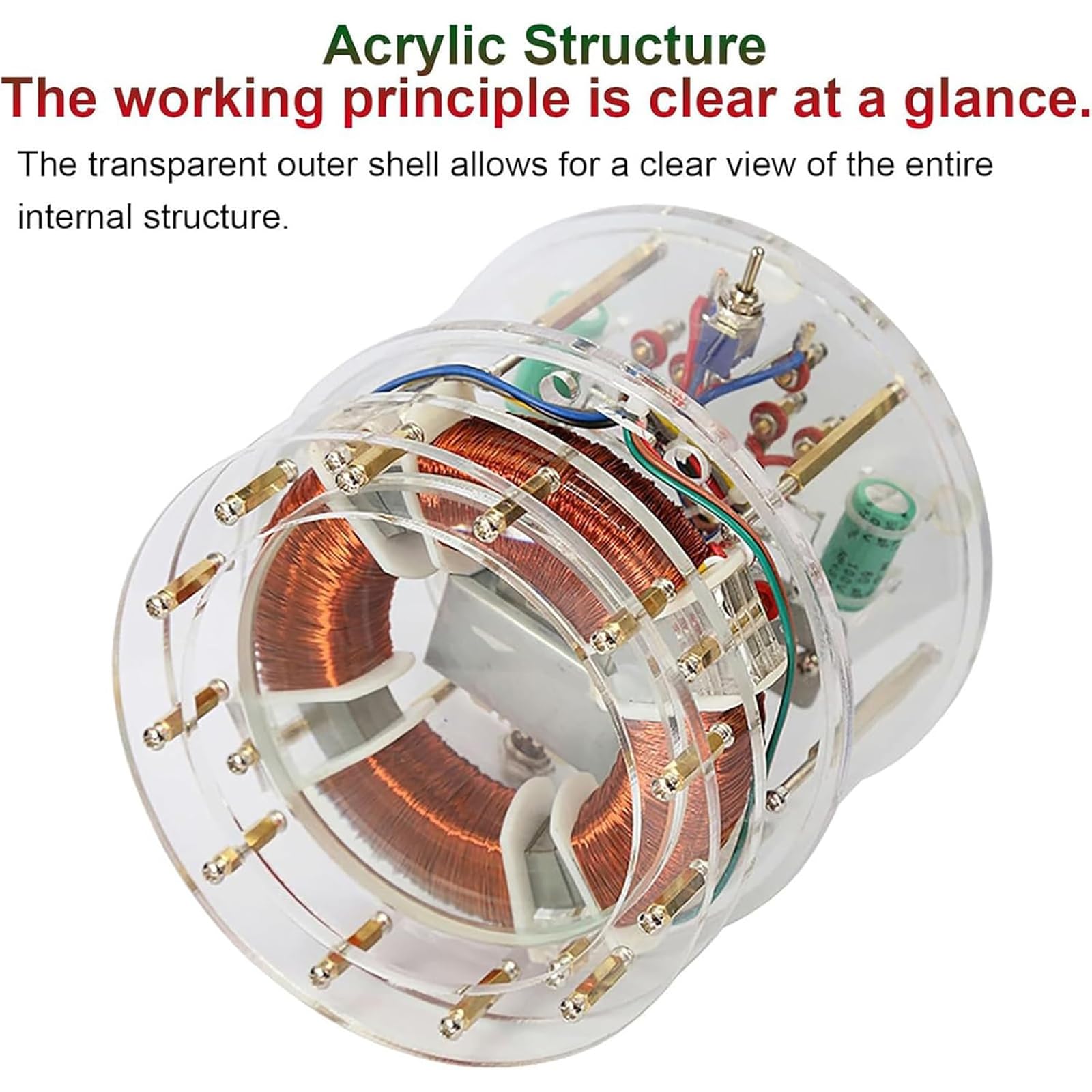 NGARY Elektromagnetyczny model laboratoryjny cyklotronu, obracający się mini model pola magnetycznego z kulką 35 mm z litego mosiądzu, inspirujące umysły naukowe, prezent dla dzieci i młodzieży