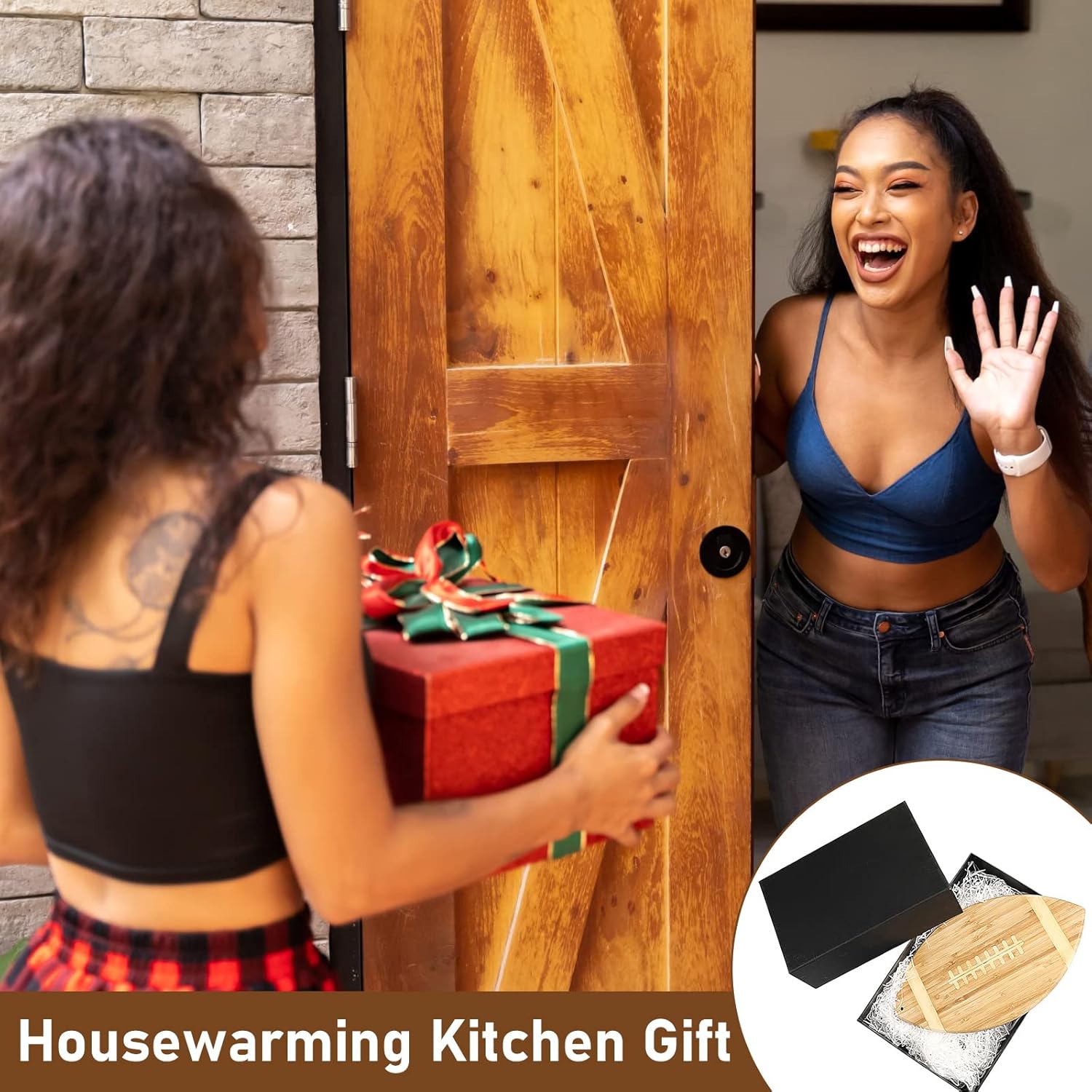 Foaincore 2 Pieces Football Shaped Cutting Board Bamboo Charcuterie Serving Tray Gift Set 15 Inch for Football Lovers Touchdown Themed Party Decoration Favor Supplies - Image 7