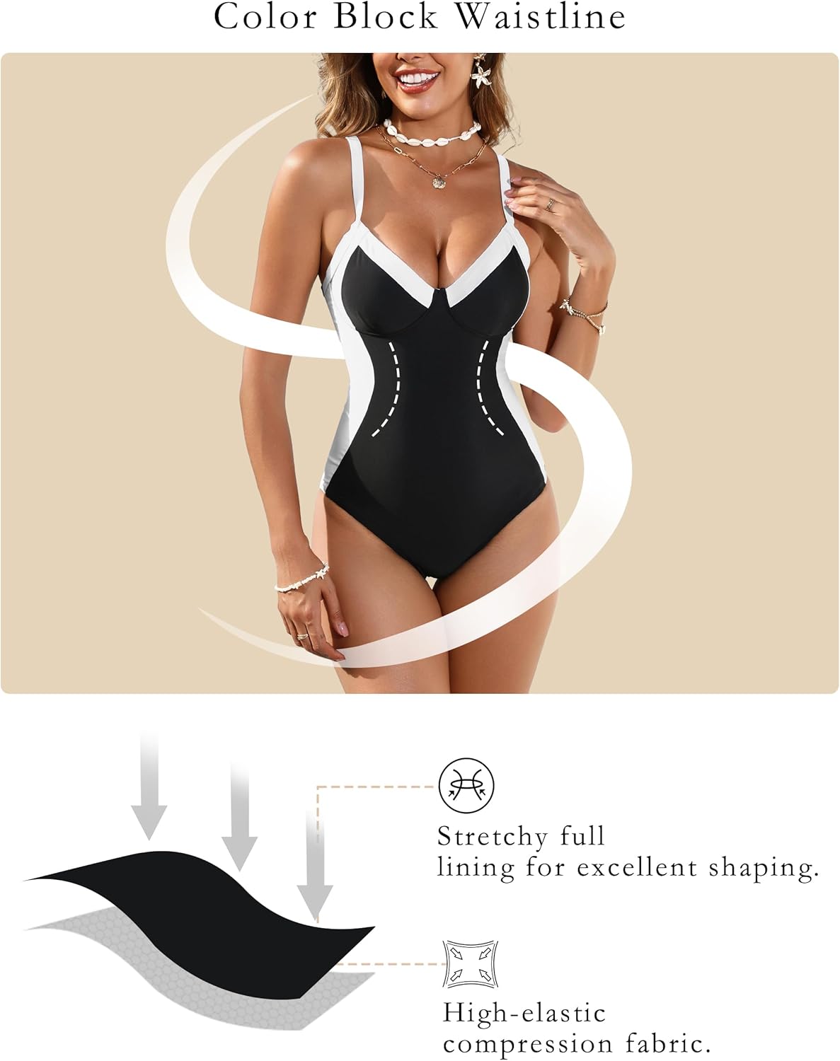 Blooming Jelly Women's One Piece Swimsuit Tummy Control Bathing Suit Slimming Color Block Swim Suits 2025 - Image 4