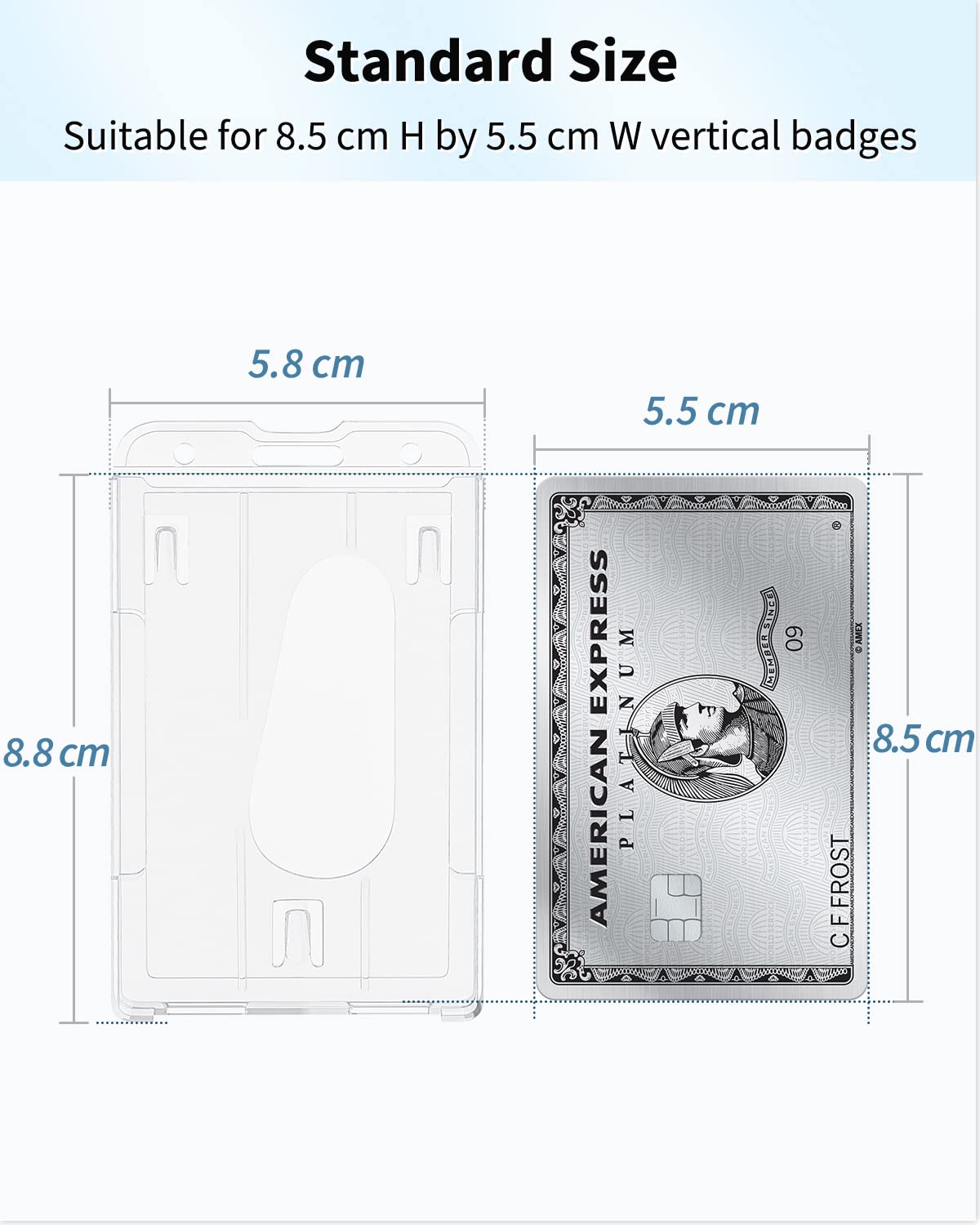 Uniclife Porta Tarjetas Identificativas Vertical de 2 Tarjetas con Ranura para el Pulgar Funda Protectora de PC Transparente dura para Tarjetas de Crédito Carnés de Conducir y Pases, 2 paquetes