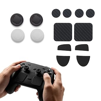 Flexible Silicone Grip Set for Steam Controller 2 2026 Joystick Caps Touchpad Protective Film Sticker and Rear Button Stickers Anti-sweat Reducing Finger Fatigue Improving Comfort Wear--proof Upgrade Kit Black and White