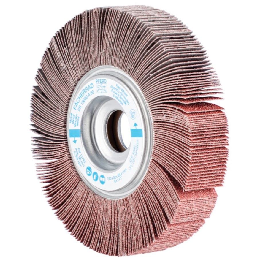 PFERD 45602 Unmounted Flap Wheel, Aluminum Oxide, 6" Diameter x 1" Width, 1" Arbor Hole, 6300 RPM, 60 Grit