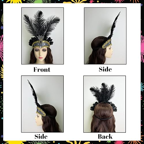 Miniatura 3 de Diadema de Mardi Gras, diadema de Mardi Gras para mujeres y niñas, tocado de plumas de carnaval para fiesta de disfraces de Hawái