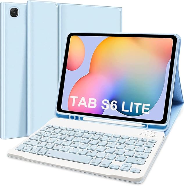 Keyboard Case for Tab S6 Lite, Lachesis Slim Smart Leather Case Built in Pencil Holder with Detachable Bluetooth Keyboard(QWERTY) for Samsung Galaxy Tab S6 Lite 10.4 2022/2020(SM-P613/P619/P610/P615)