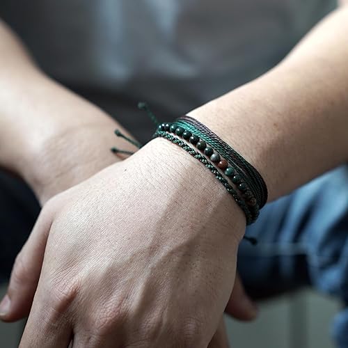 Miniatura 309 de Handmade Natural Stone Beaded Healing Bracelet Gift for Men Adjustable Rope String Bracelet