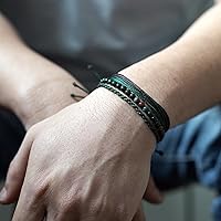 Vista 462 de Handmade Natural Stone Beaded Healing Bracelet Gift for Men Adjustable Rope String Bracelet (picasso jasper, Adjustable)