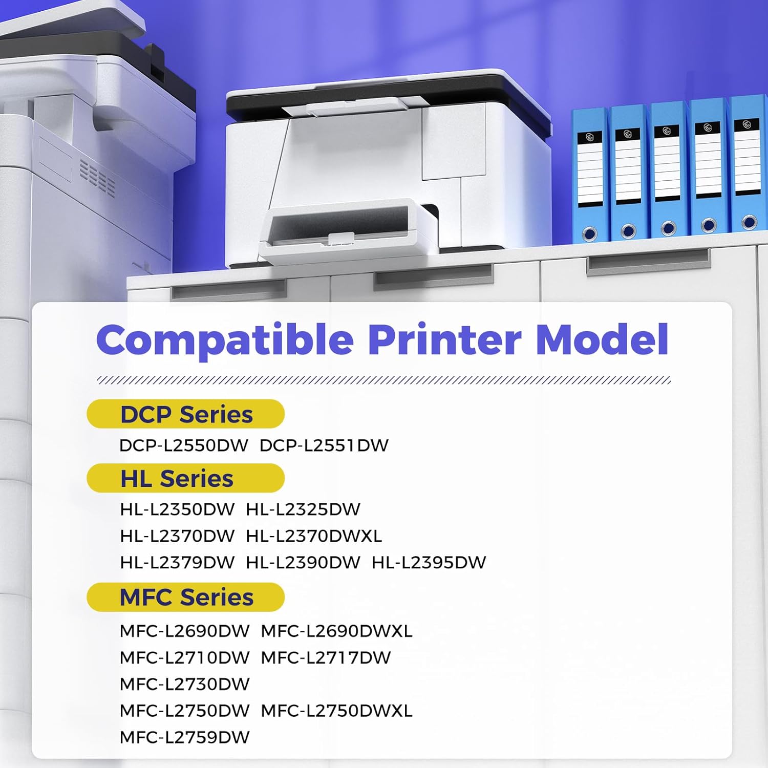 TN760 Compatible Toner Cartridge Replacement for Brohter TN-760 TN730 Use for DCP-L2550DW DCP-L2551DW HL-L2350DW HL-L2325DW HL‑L2379DW MFC-L2690DW MFC-L2690DWXL Series Printer 2-Pack Black