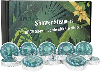 16 Pack Shower Steamers Aromatherapy - Natural Essential Oil Shower Bombs for Relaxation, Stress Relief & Self Care, Gift for Women & Men (8 Scents, 2 Each)