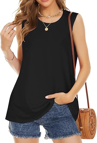 Vista 2 de Camiseta de verano para mujer, sin mangas, floral, casual, linda, holgada, bonita camiseta tipo túnica