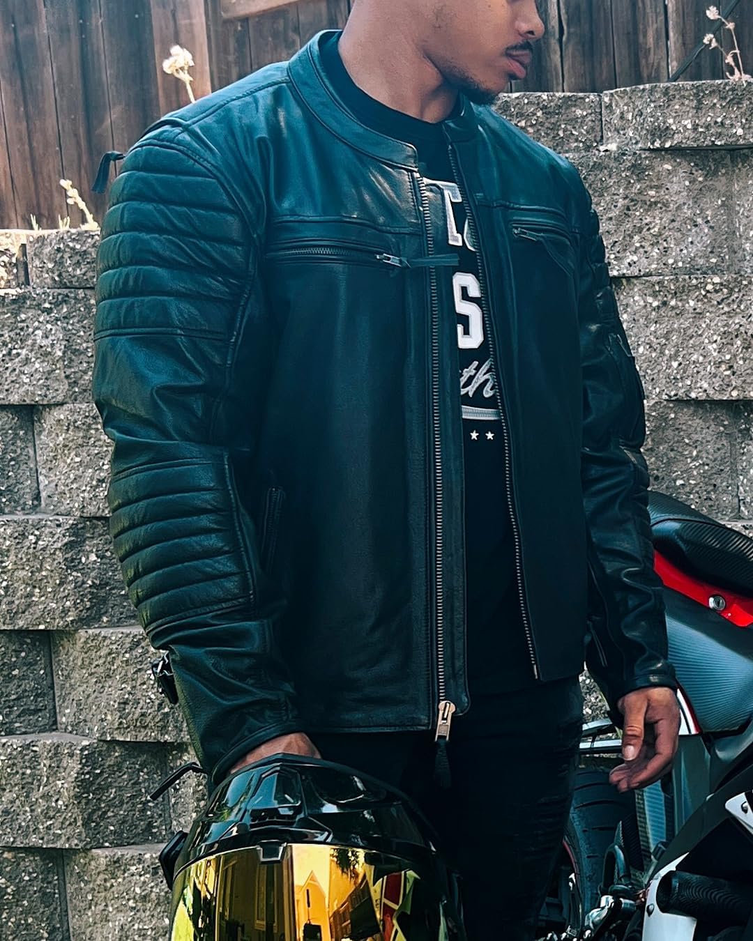 First Mfg Co - Commuter - Men's Motorcycle Biker Riding Black Leather Jacket - Image 2