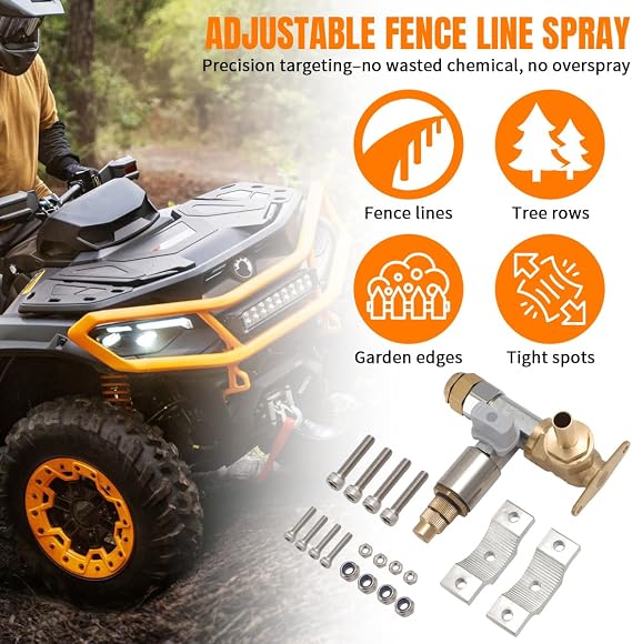 Boomless Sprayer Nozzle ATV Spot Sprayer Width Up to 31FT 2-in-1 Boomless & Fence Line Sprayer Nozzle, Adjustable Pattern(Style1)