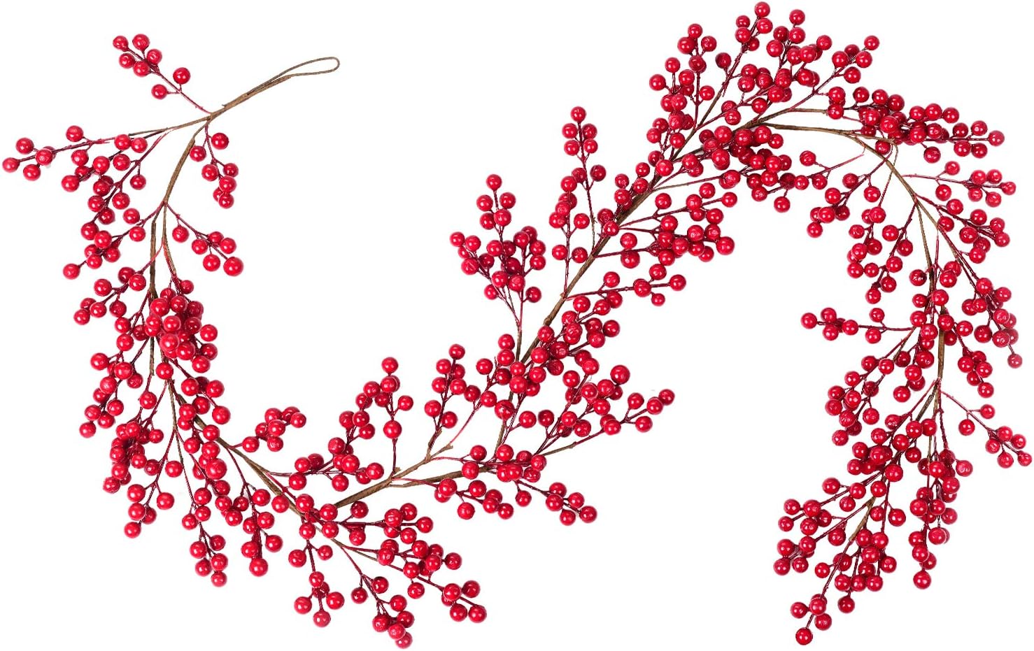 DearHouse 5.58FT Red Berry Christmas Garland Clearance, Flexible Artificial Berry Garland for Indoor Outdoor Hone Fireplace Decoration for Winter Christmas Holiday New Year Decor
