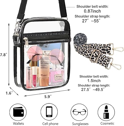 Miniatura 9 de WEDDINGHELPER Bolso cruzado transparente, correa ajustable aprobada para estadios para conciertos, eventos deportivos