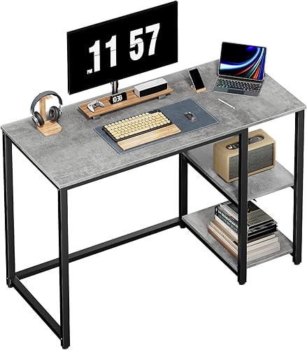 Miniatura 48 de SINPAID - Escritorio para computadora de 40 pulgadas con estantes de 2 niveles, escritorio resistente para la oficina de casa con gran espacio de