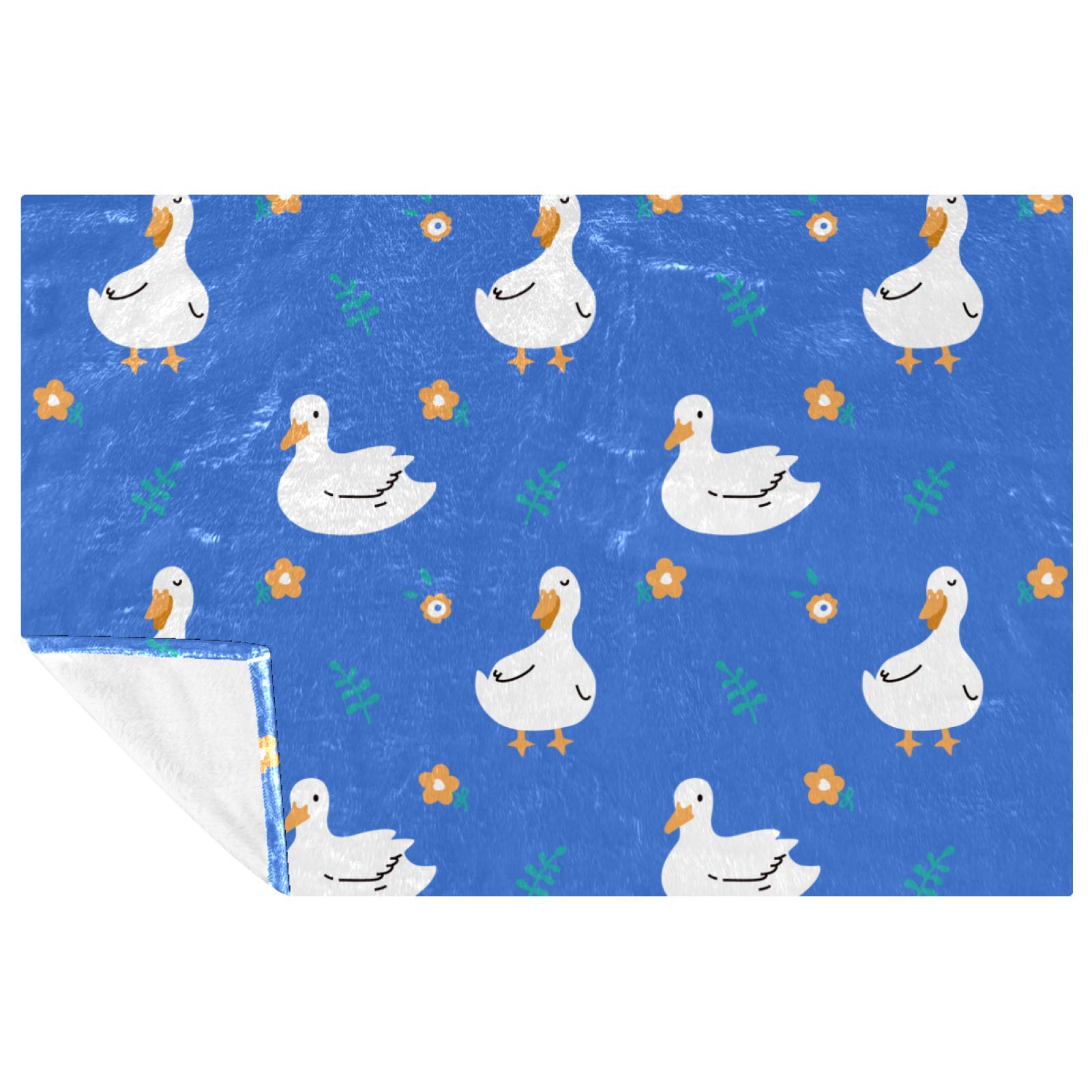 Couverture plaid canard blanc chaud doux lit canapé pique-nique 150x100