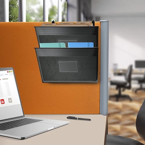 Miniatura 5 de Acrimet Organizador de archivos de bolsillo para montaje en pared, tamaño de carta, tamaño A4, plástico (ganchos incluidos) (color negro) (paquete