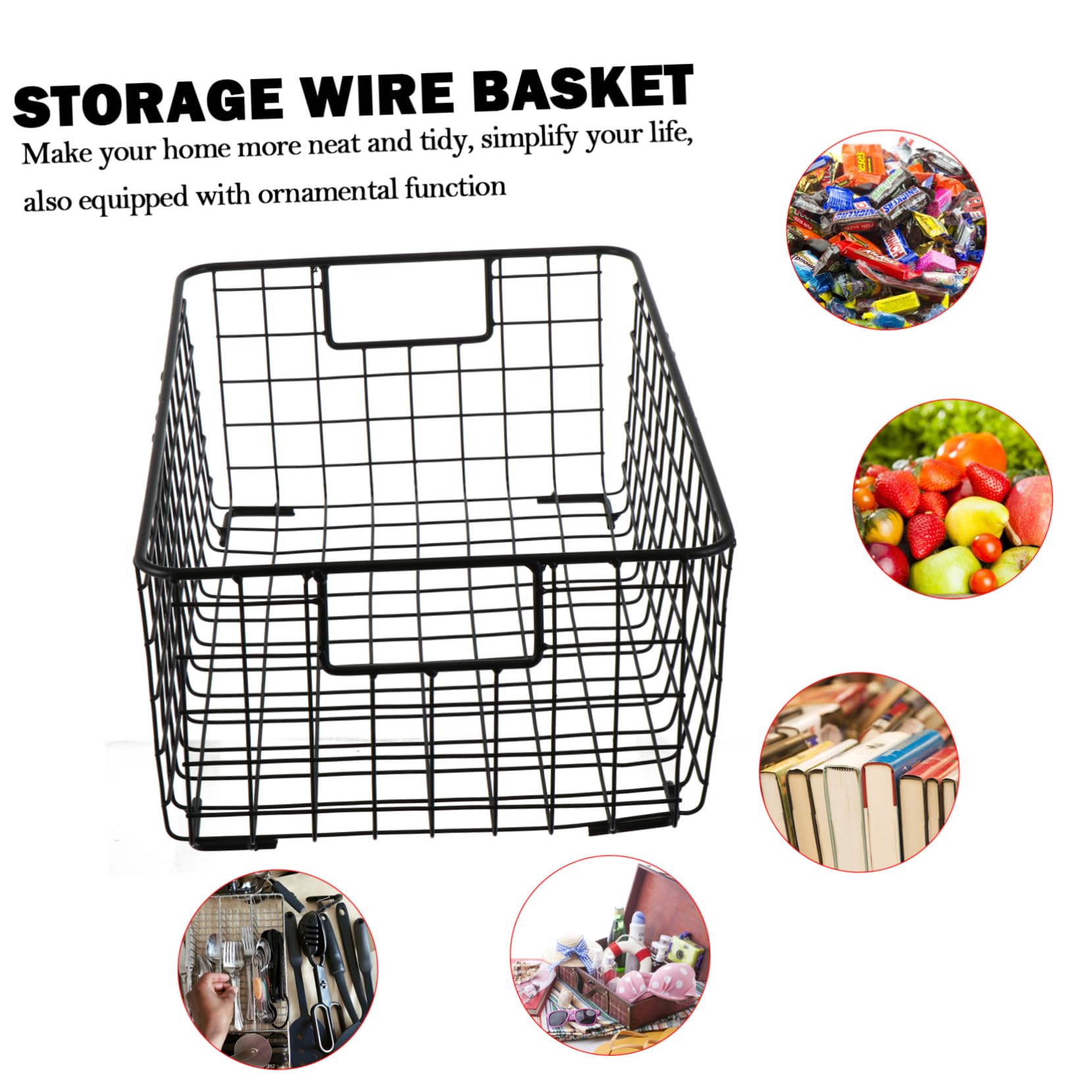 Cesto in Ferro Nero Design Semplice e Artigianato Delicato Porta Frutta e Snack per Organizzazione Cucina e Regalo Housewarming