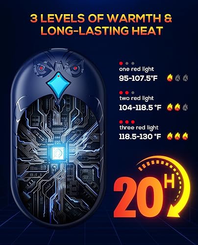 Miniatura 10 de Hand Warmers Rechargeable, 2 Pack 6000mAh Electric Portable Heater, 20 Hrs Long Heating Hot Pockets Hand Warmer, Hunting Gear, Gifts for Women, Men,