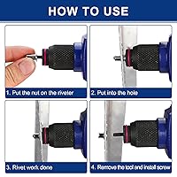 Vista 7 de WORKPRO 50 tuercas de remache, tuerca remachable de acero inoxidable de 1/4"-20, cabeza plana roscada con cuerpo moleteado