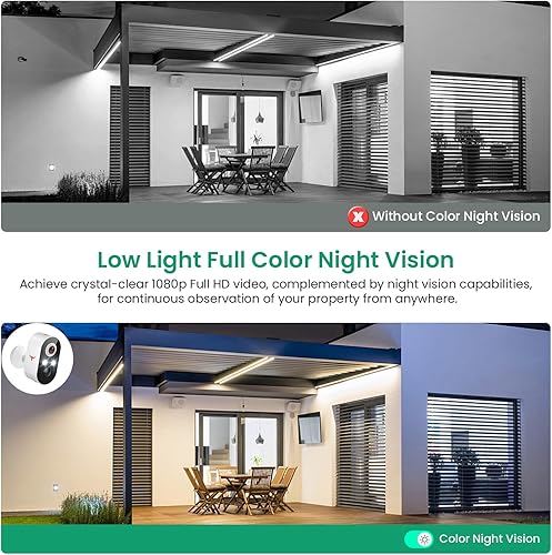 Miniatura 6 de Cámara de seguridad inalámbrica de 1080p con detección humana AI, visión nocturna, conversación bidireccional, almacenamiento en la nube, solo WiFi
