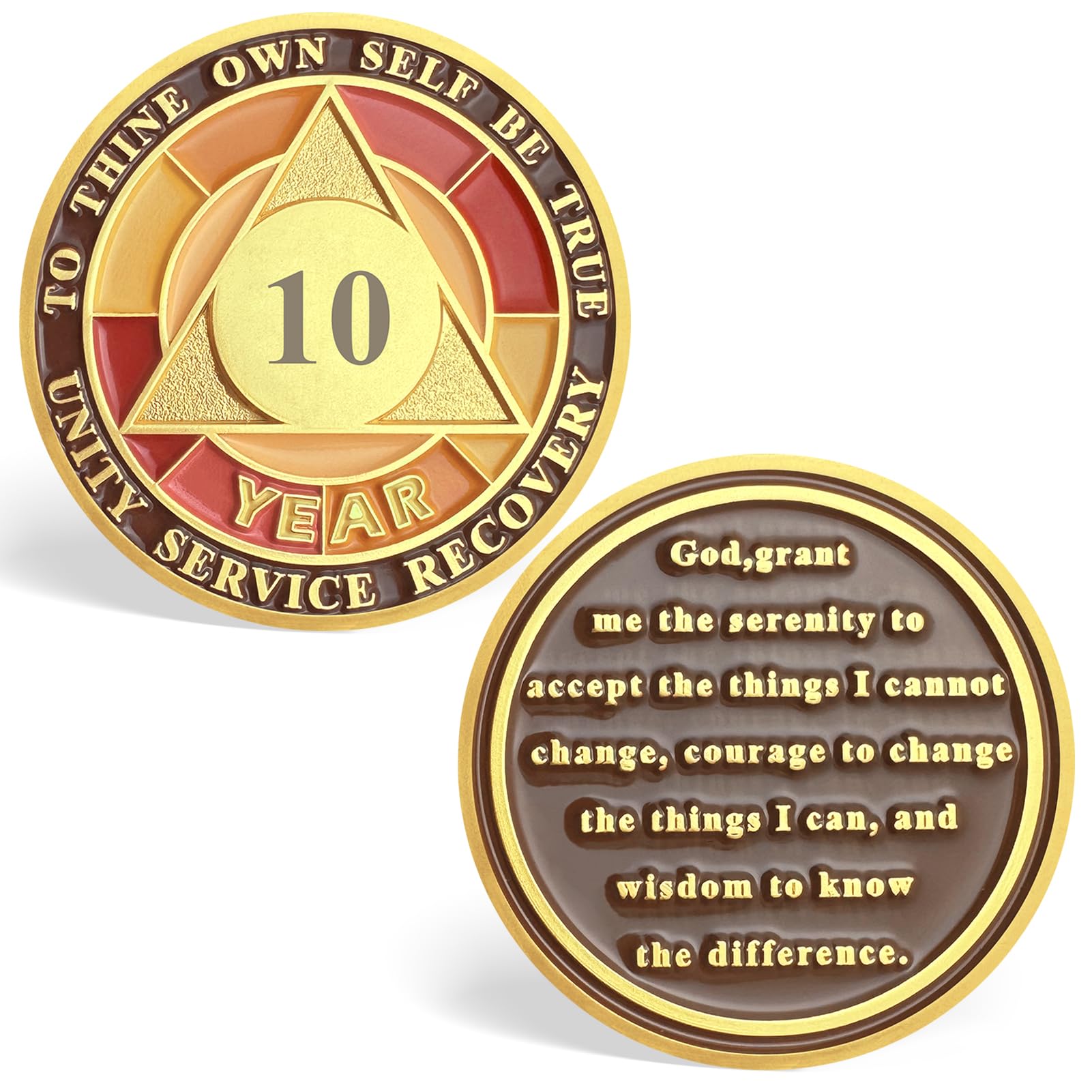 10 Year Sobriety Chips, Tri-Plate Sobriety AA Chips and Medallions - Sobriety Coins Recovery Chips Sober Coins for Alcoholics Anonymous Recovery Sobriety Gifts for Men/Women